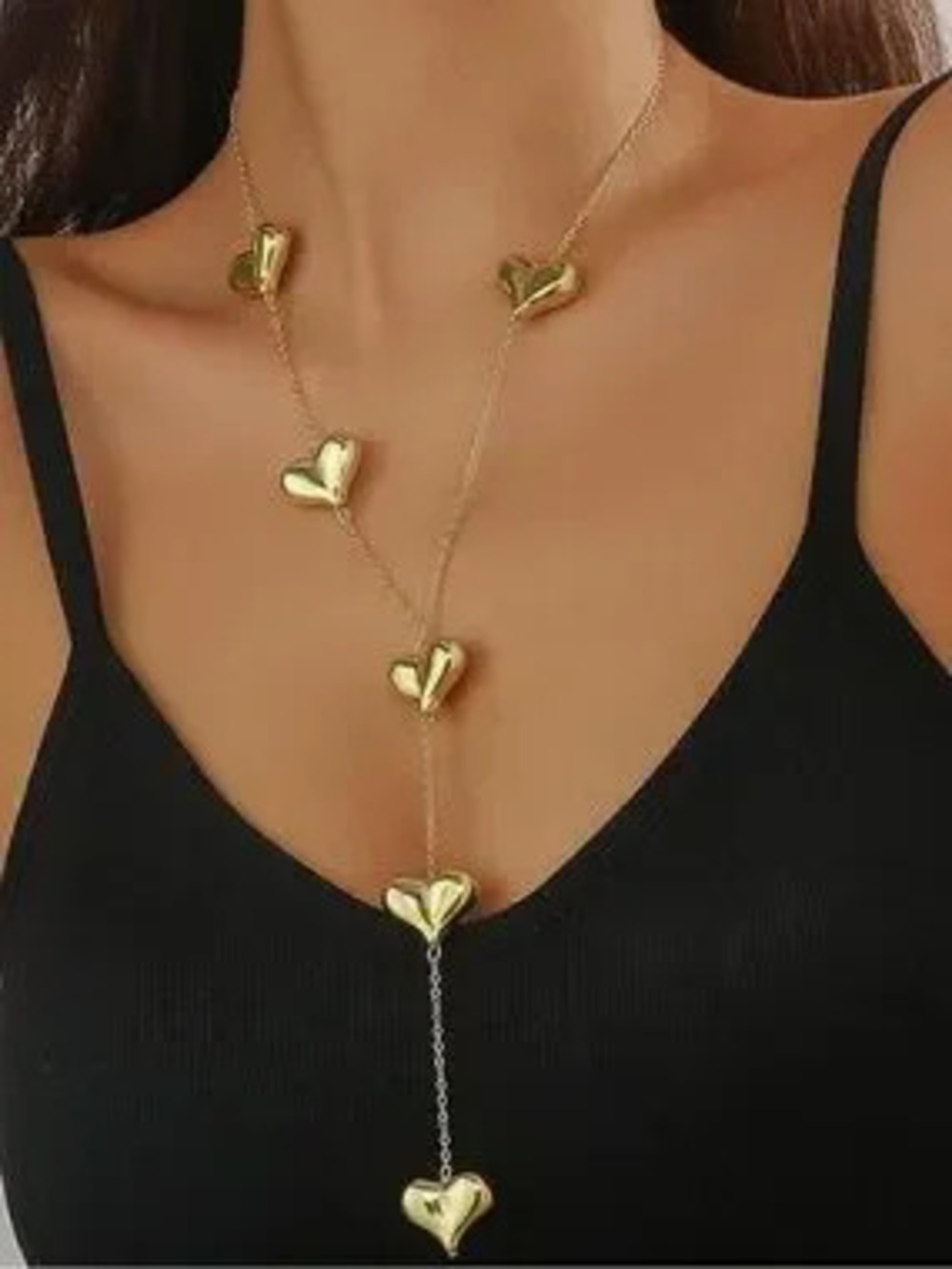 Anthropologie Gold Heart Lariat Necklace
